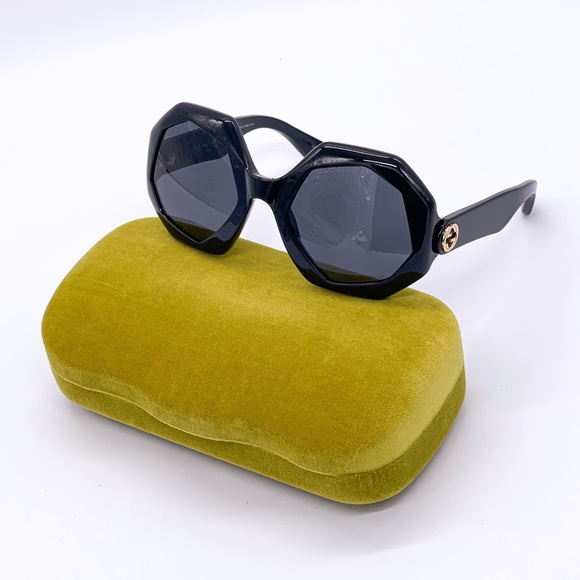 NEW GUCCI GG1242S 001 OVERSIZED ROUND WOMEN’S SUNGLASSES GUCCI GG1242S BLACK - Picture 2 of 15